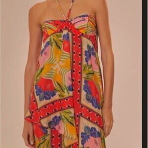 Farm Rio Sand Surreal Scarf MIDI Dress